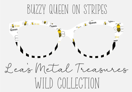Buzzy Queen on Stripes Eyewear Frame Toppers COMES WITH MAGNETS