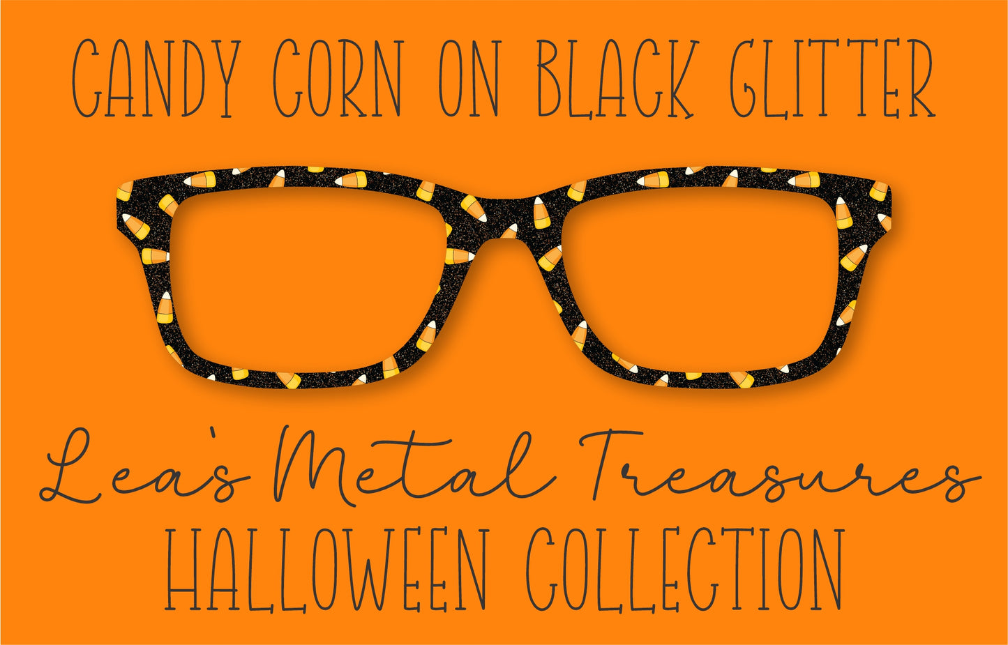 Candy Corn On Black Glitter Eyewear Frame Toppers COMES WITH MAGNETS