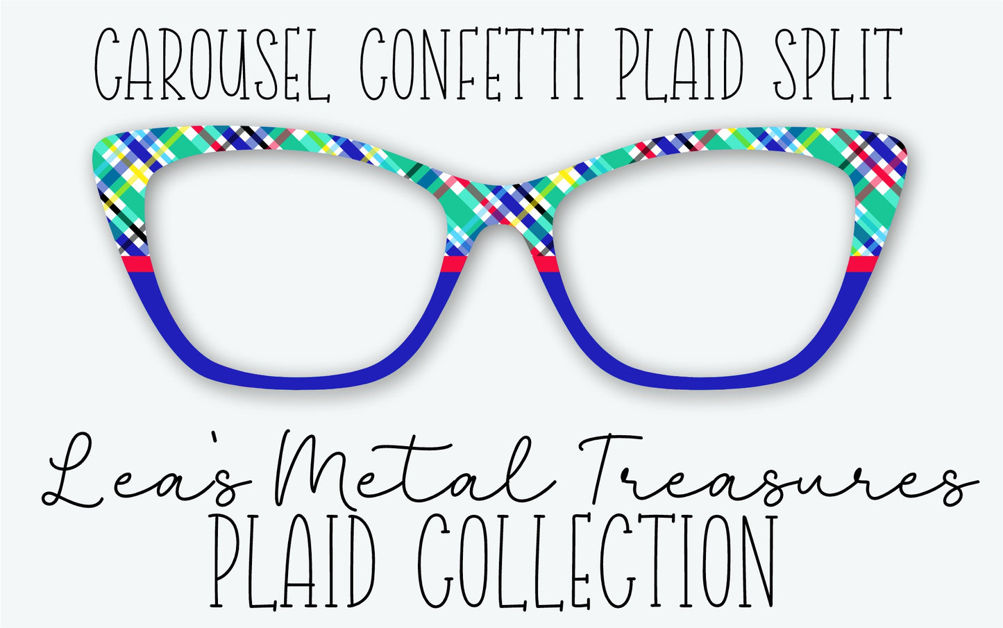 CAROUSEL CONFETTI PLAID SPLIT Eyewear Frame Toppers • MARCH 2026 TOPPER OF THE MONTH