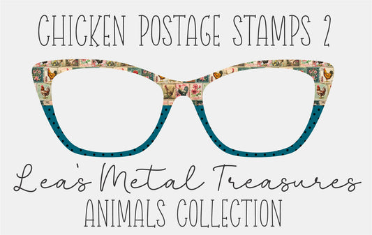Chicken Postage stamps 2 Eyewear Frame Toppers COMES WITH MAGNETS