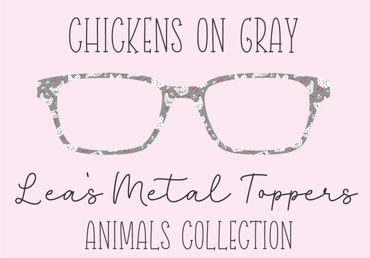 CHICKENS ON GRAY Eyewear Frame Toppers COMES WITH MAGNETS