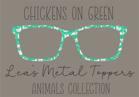 CHICKENS ON GREEN Eyewear Frame Toppers COMES WITH MAGNETS