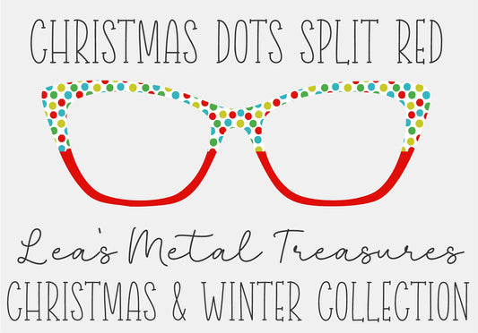 CHRISTMAS DOTS SPLIT RED Eyewear Frame Toppers COMES WITH MAGNETS