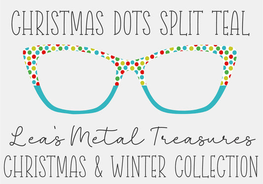 CHRISTMAS DOTS SPLIT TEAL Eyewear Frame Toppers COMES WITH MAGNETS