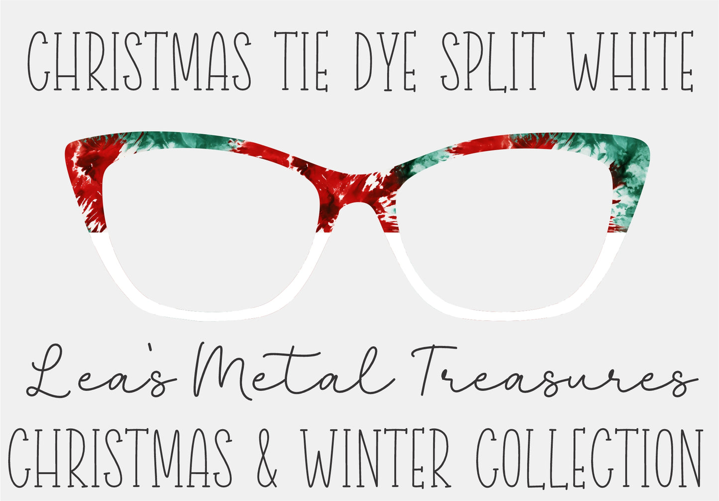 CHRISTMAS TIE DYE SPLIT WHITE Eyewear Frame Toppers COMES WITH MAGNETS