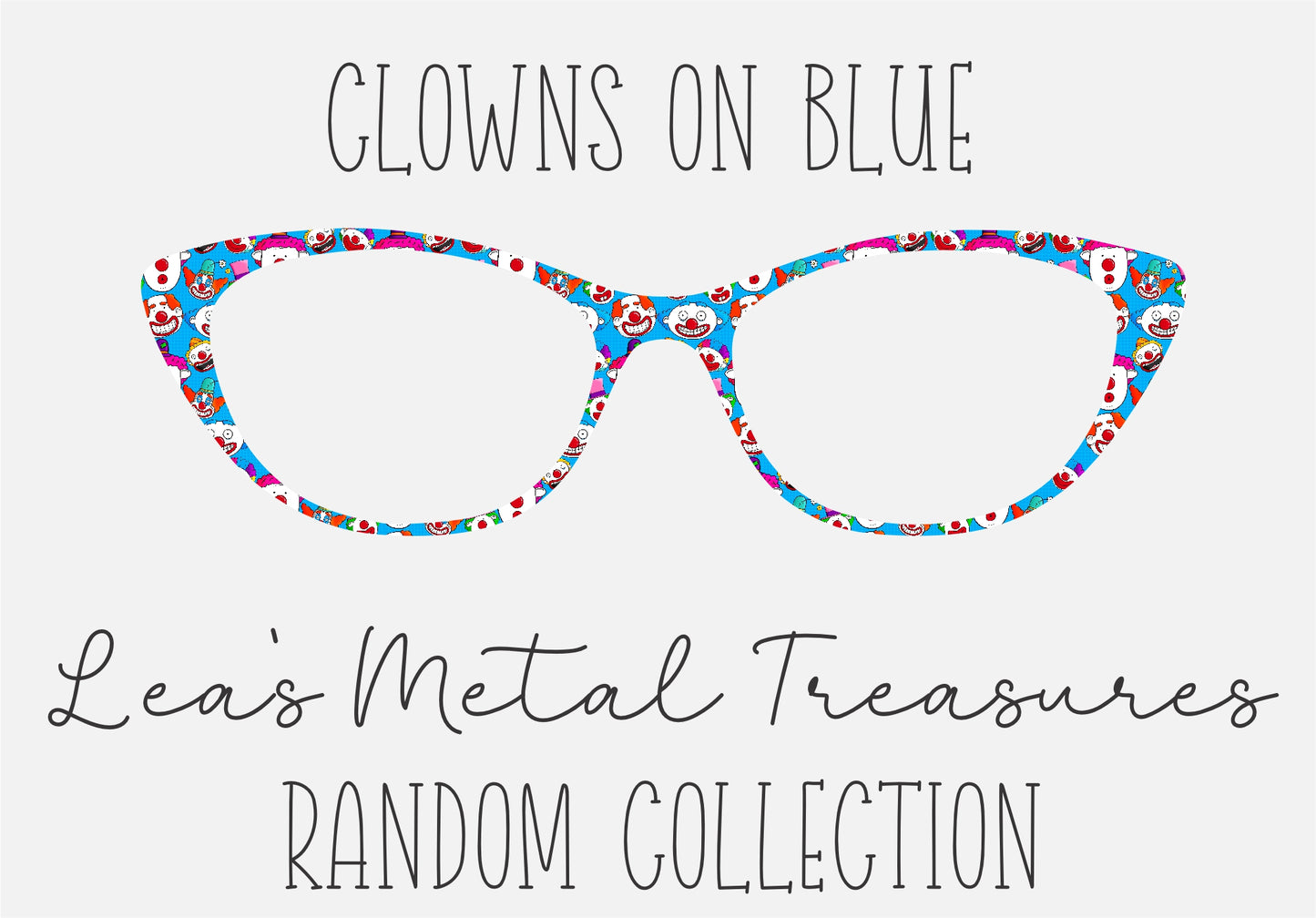 CLOWNS ON BLUE Eyewear Frame Toppers COMES WITH MAGNETS