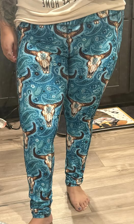 Skull Cowboy Scarf Women's Pocket Leggings