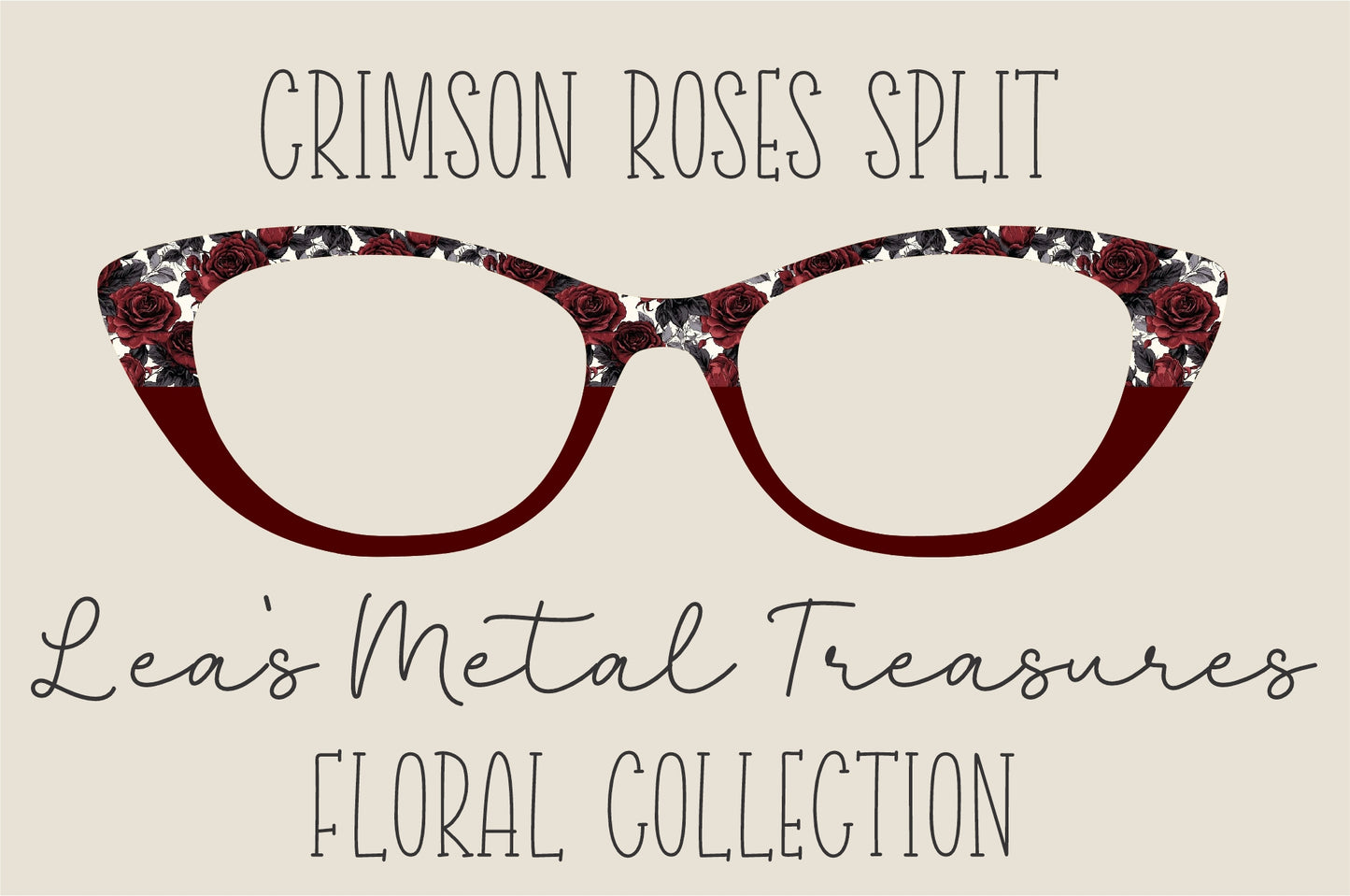 Crimson Roses Split Eyewear Frame Toppers COMES WITH MAGNETS