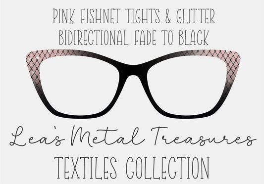Pink fishnet tights glitter bidirectional fade to black Eyewear Frame Toppers COMES WITH MAGNETS
