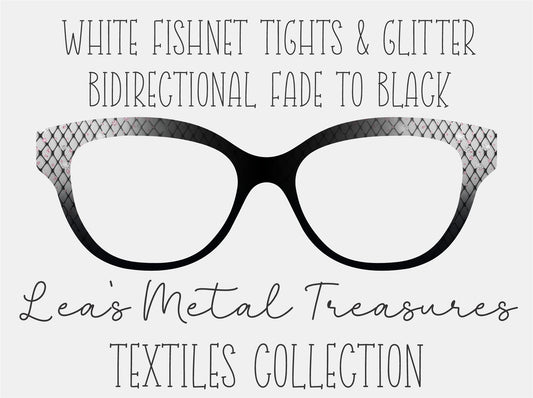 White fishnet tights glitter bidirectional fade to black Eyewear Frame Toppers COMES WITH MAGNETS