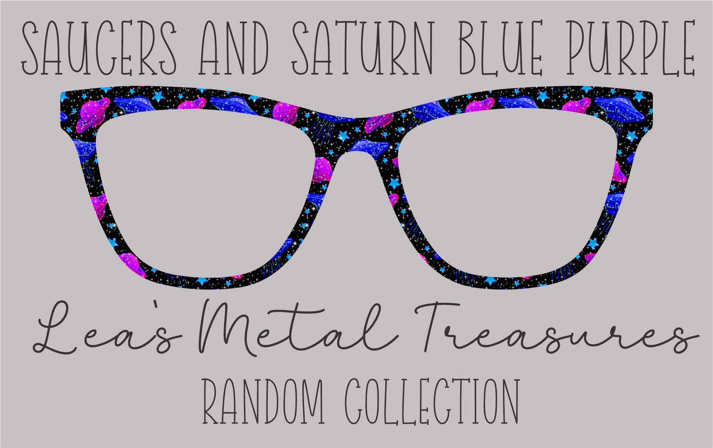 Saucers and Saturn Blue Purple Eyewear Frame Toppers COMES WITH MAGNETS