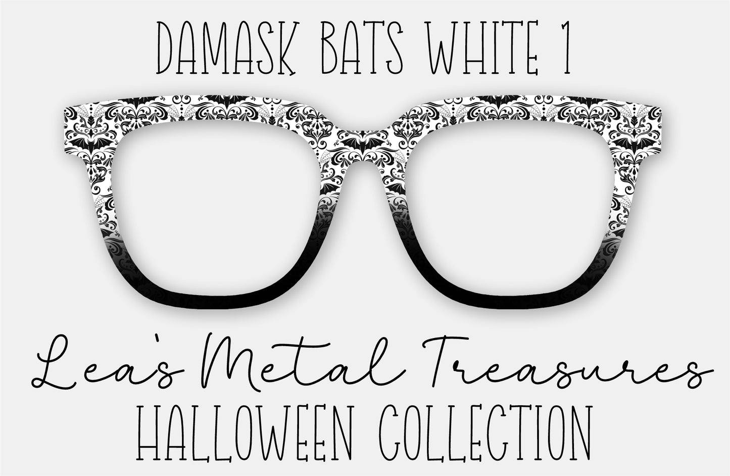 Damask Bats White 1 Eyewear Frame Toppers