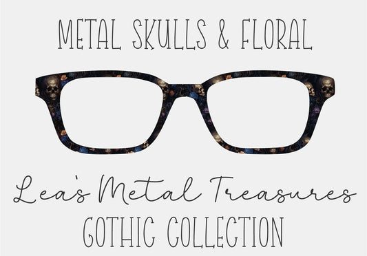 Metal Skulls and Floral Eyewear Frame Topper