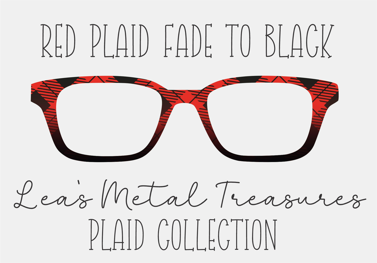 Red Plaid fade to black Eyewear Frame Toppers COMES WITH MAGNETS