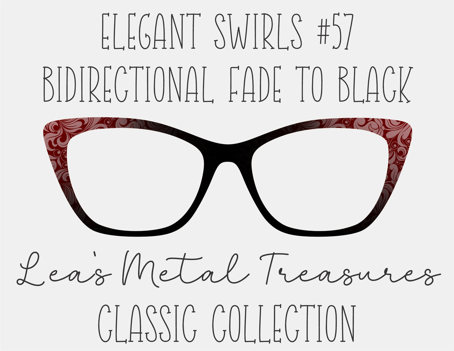 Elegant swirls 57 bidirectional fade to black Eyewear Frame Toppers COMES WITH MAGNETS