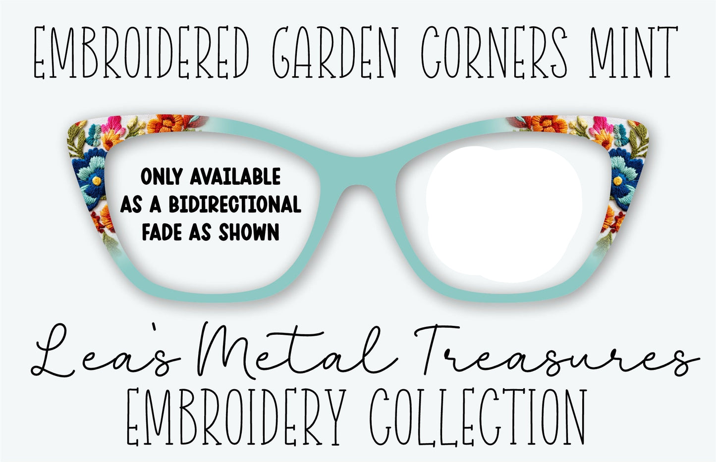 EMBROIDERED GARDEN CORNERS MINT Eyewear Frame Toppers