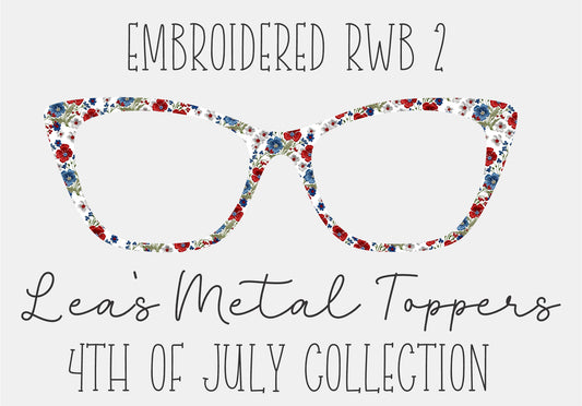 EMBROIDERED RWB 2 Eyewear Frame Toppers COMES WITH MAGNETS