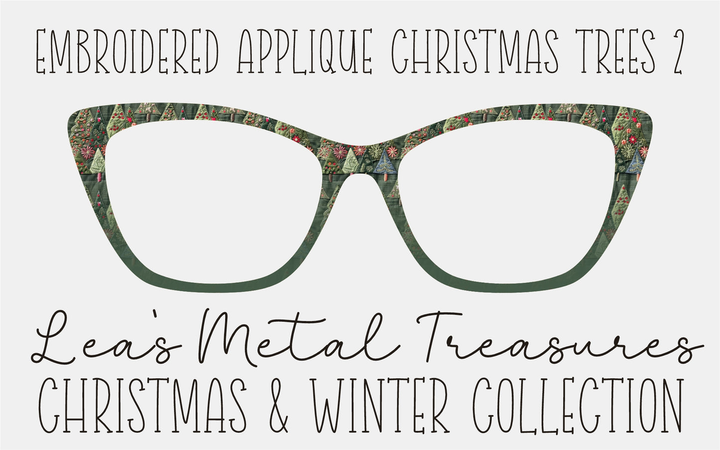 Embroidered Applique Christmas Trees 2 Eyewear Frame Toppers