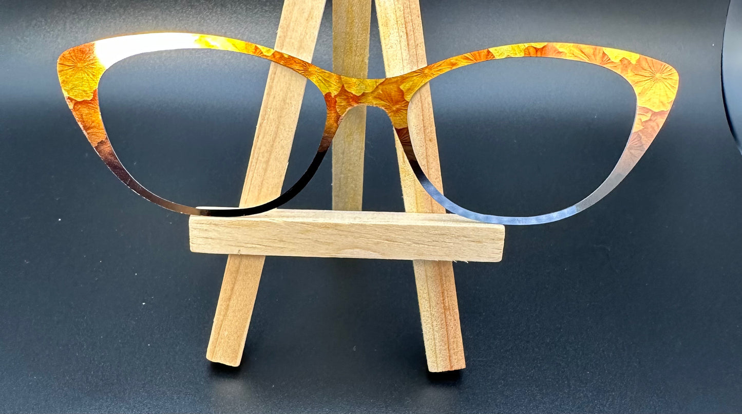 READY TO SHIP EMMA GOLDEN LOTUS FADE TO BLACK ON SATIN CHAMPAGNE Eyewear Frame Topper
