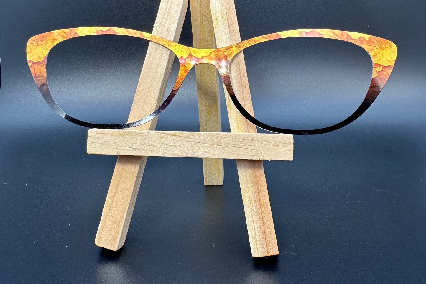 READY TO SHIP EMMA GOLDEN LOTUS FADE TO BLACK ON SATIN CHAMPAGNE Eyewear Frame Topper