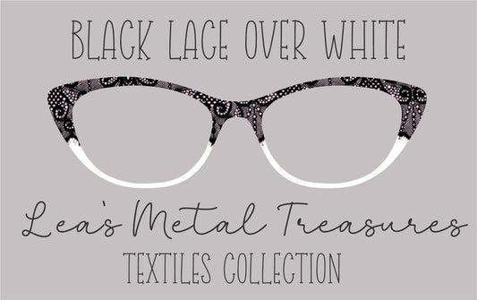 Black Lace Over White Eyewear Frame Toppers COMES WITH MAGNETS