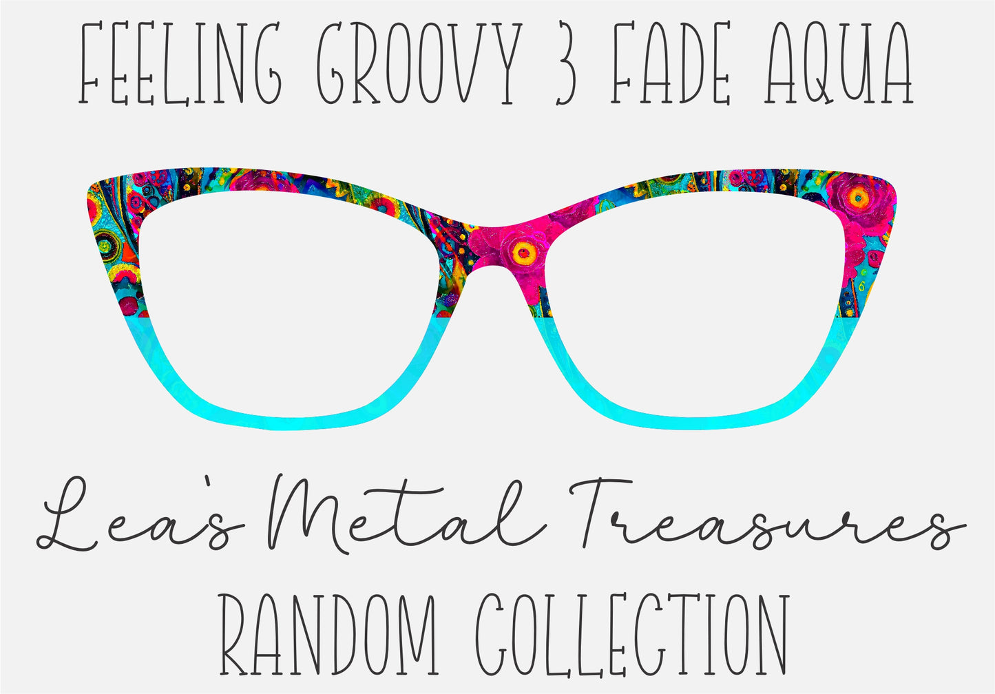 Feeling Groovy 3 SPLIT Semi Transparent Aqua - 00F7FD Eyewear Frame Toppers COMES WITH MAGNETS