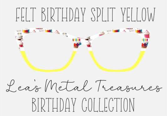 FELT BIRTHDAY SPLIT YELLOW Eyewear Frame Toppers COMES WITH MAGNETS