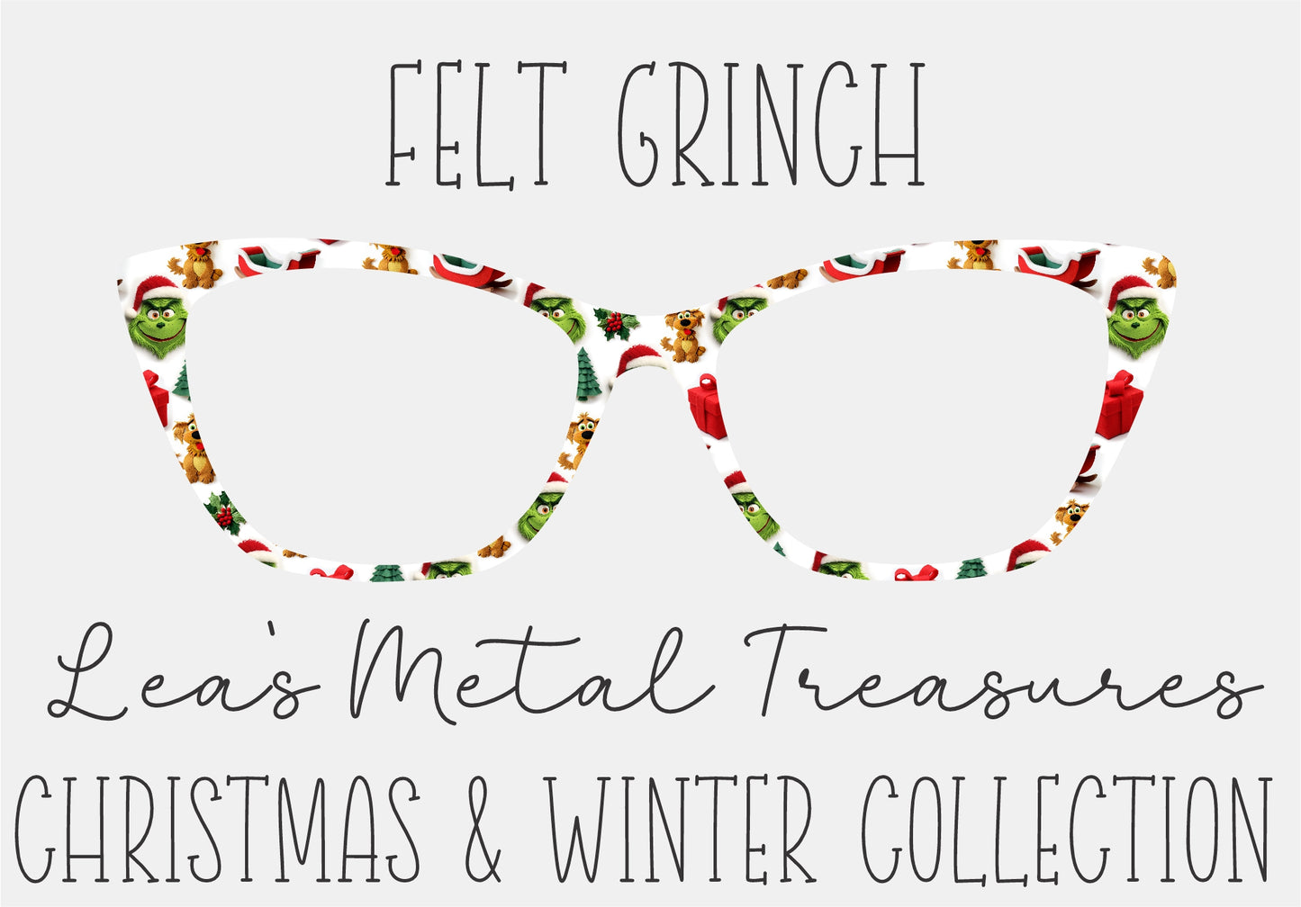 FELT GRINCH Eyewear Frame Toppers COMES WITH MAGNETS