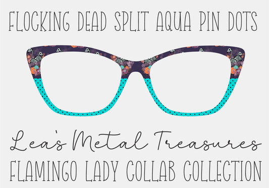 Flocking Dead Split Aqua Pin Dots Printed Magnetic Eyeglasses Topper • Flamingo Lady Collab Collection