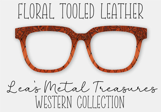 Floral Tooled Leather Eyewear Frame Toppers