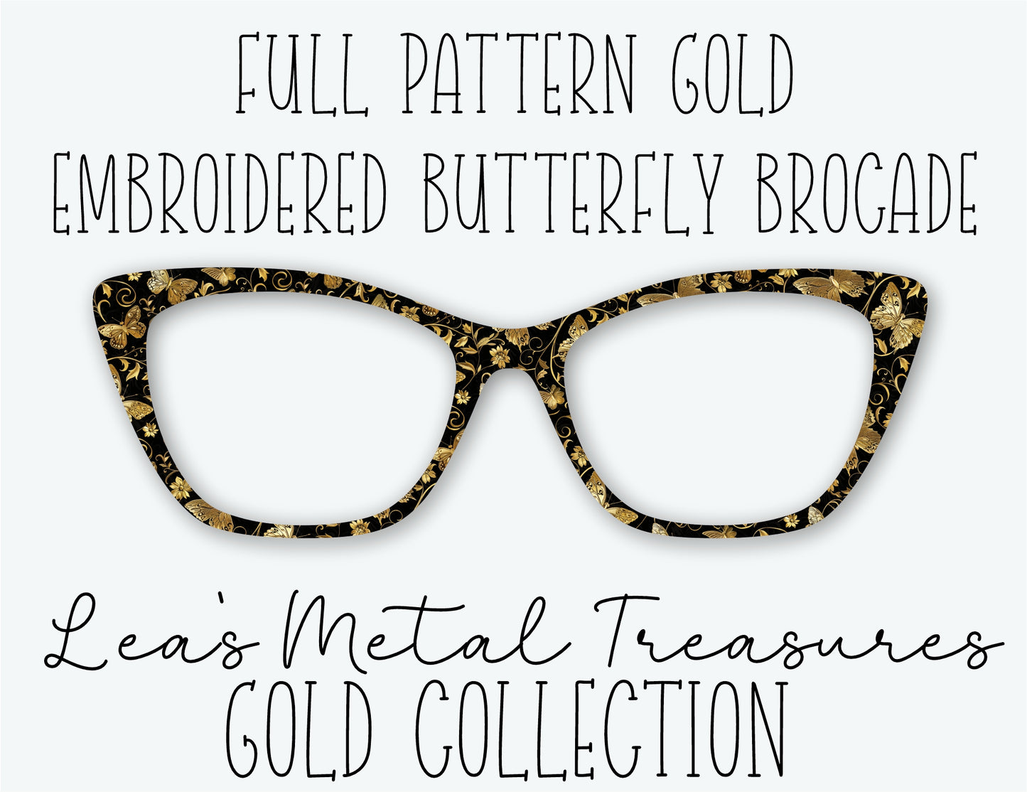 Full Pattern Gold Embroidered Butterfly Brocade Eyewear Frame Toppers