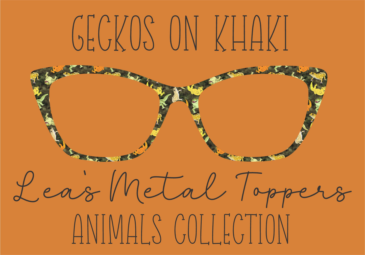 GECKOS ON KHAKI Eyewear Frame Toppers COMES WITH MAGNETS