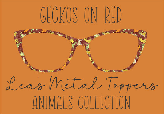 GECKOS ON RED Eyewear Frame Toppers COMES WITH MAGNETS
