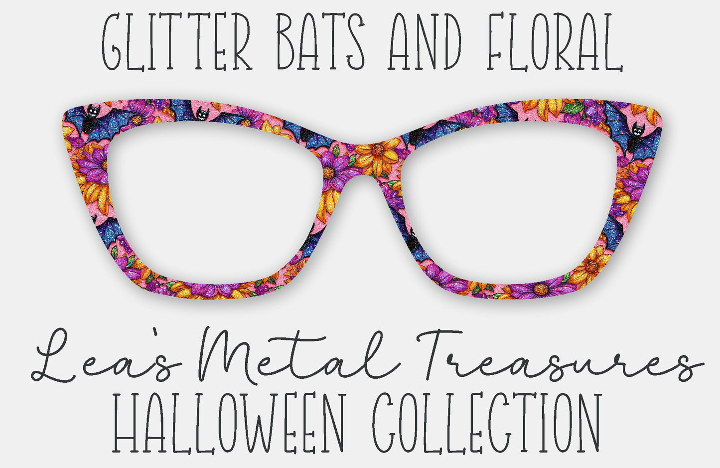 Glitter Bats and Floral Magnetic Eyewear Frame Toppers - September 25 Topper of the Month