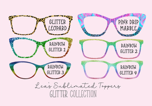 RAINBOW GLITTER 1 Eyewear Frame Toppers COMES WITH MAGNETS