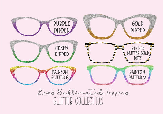 STRIPED GLITTER GOLD DOTS Eyewear Frame Toppers COMES WITH MAGNETS