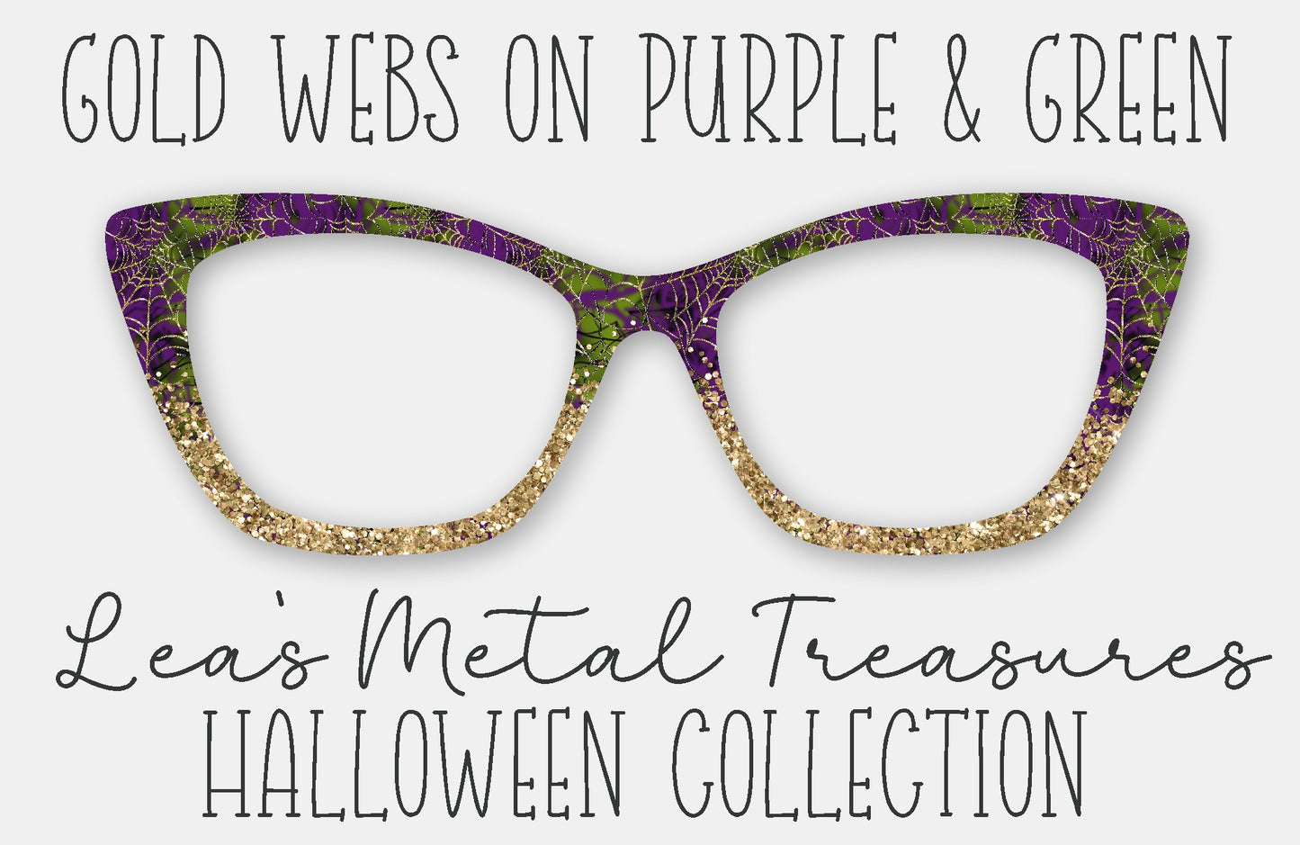Gold Webs on Purple and Green Magnetic Eyewear Frame Toppers - September 25 Topper of the Month