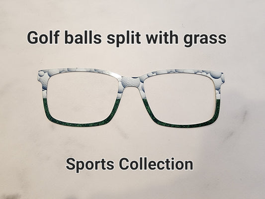 GOLF BALLS SPLIT WITH GRASS Eyewear Frame Toppers COMES WITH MAGNETS
