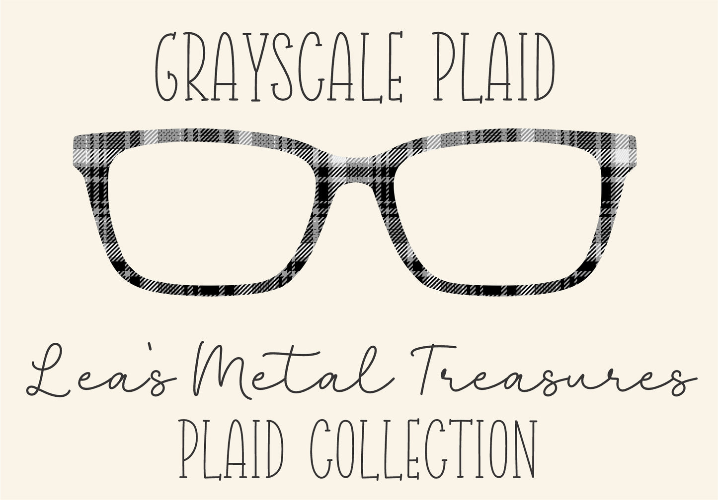 GRAYSCALE PLAID Eyewear Frame Toppers COMES WITH MAGNETS