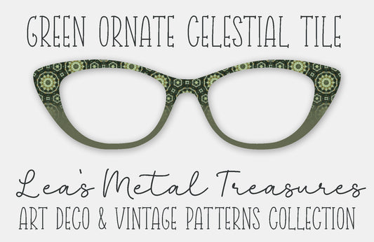 Green Ornate Celestial Tile • Magnetic Eyewear Frame Toppers