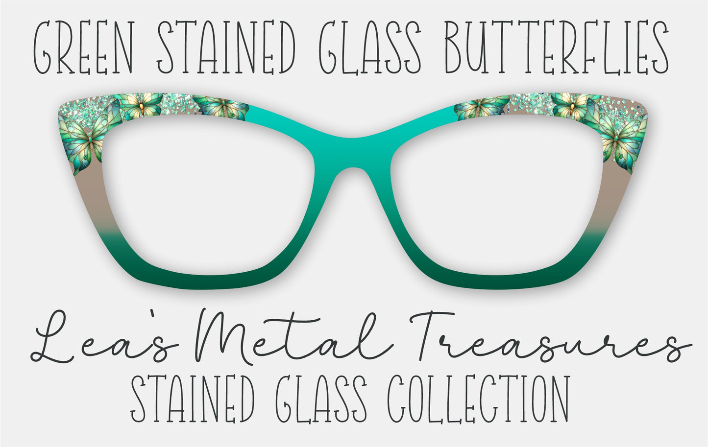 Green Stained Glass Butterflies Eyewear Frame Toppers