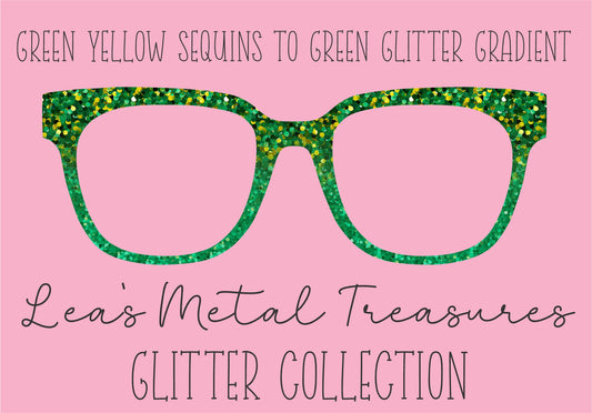 Green Yellow Sequins to Green Glitter Gradient Eyewear Frame Toppers COMES WITH MAGNETS