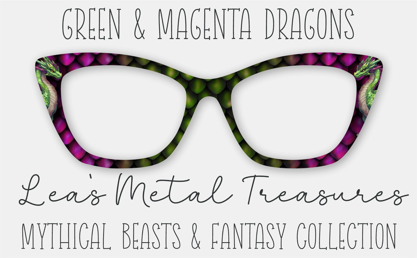 Green and Magenta Dragons • Magnetic Eyeglasses Toppers