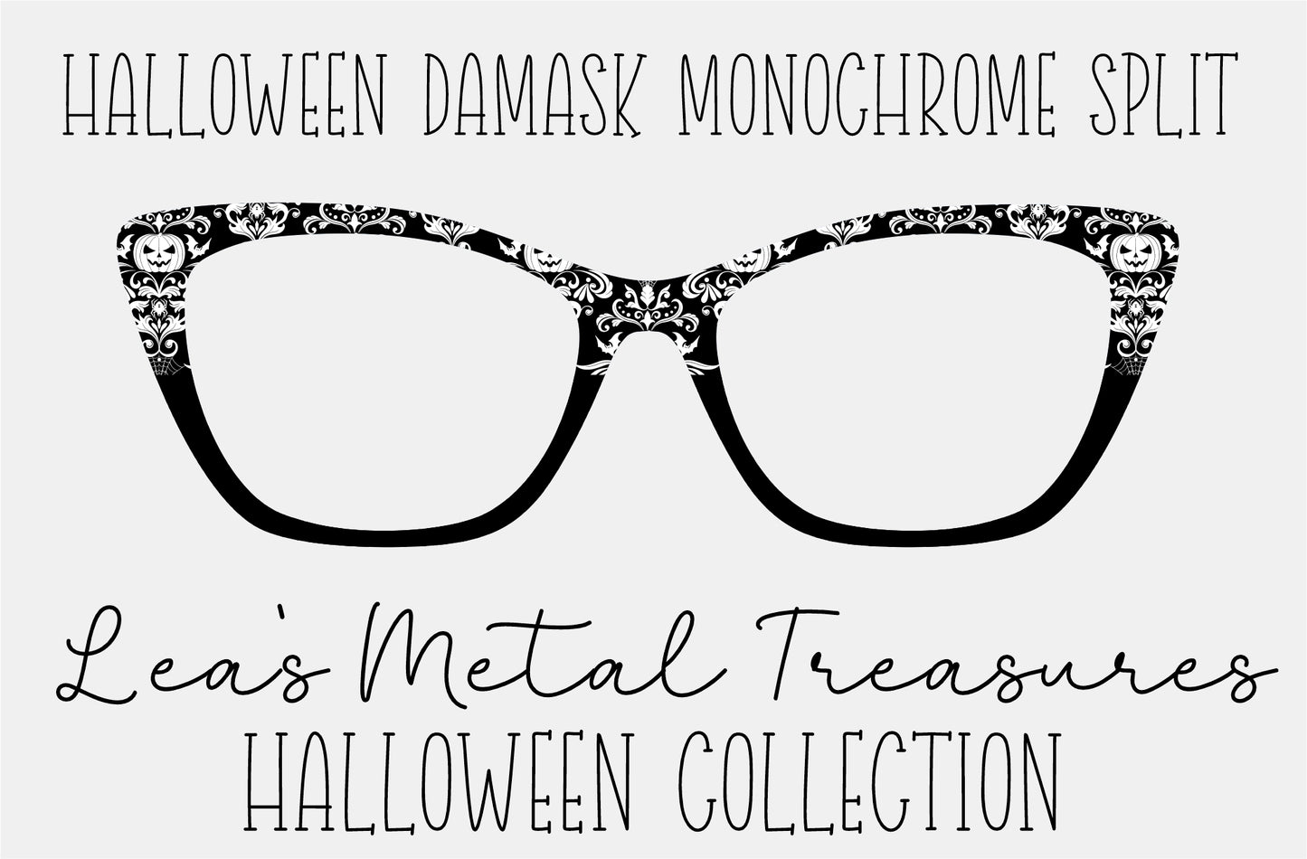Halloween Damask Monochrome Split Eyewear Frame Toppers