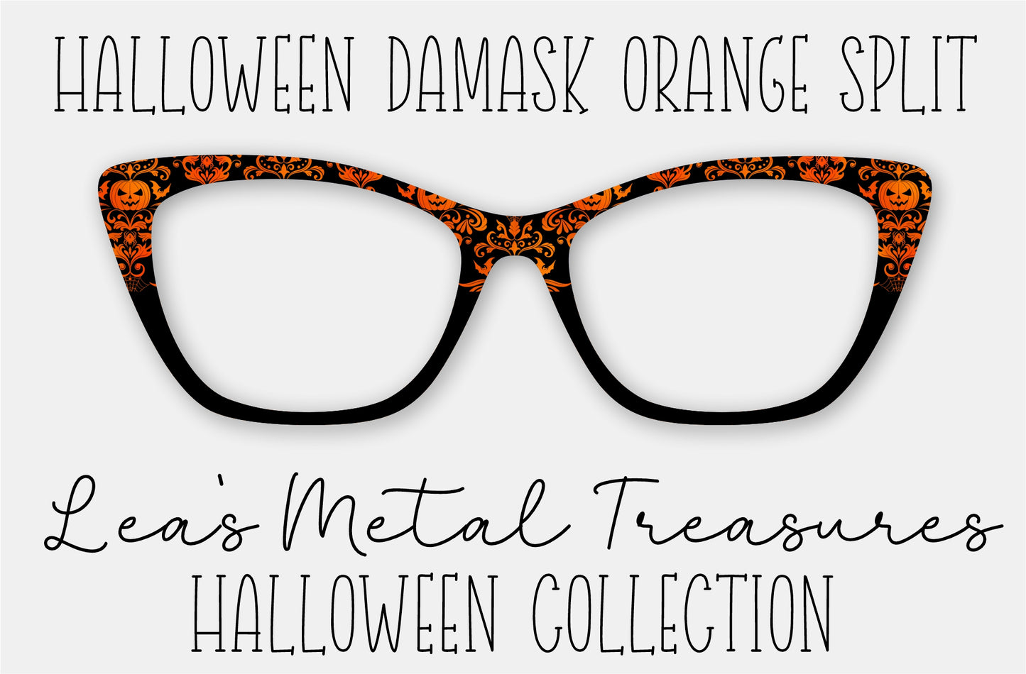 Halloween Damask Orange Split Eyewear Frame Toppers