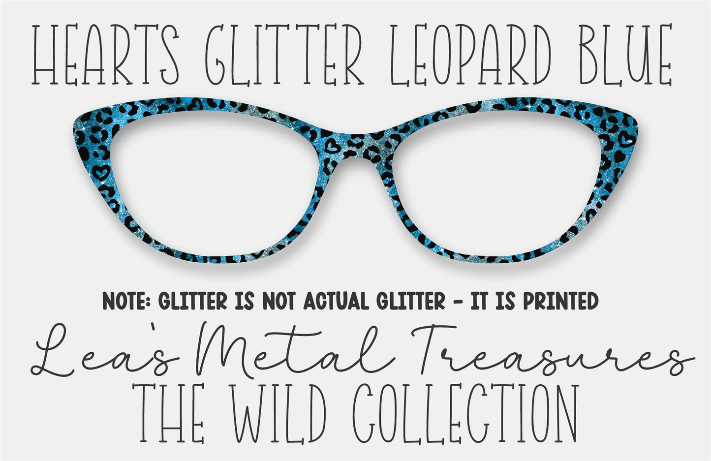 Hearts Glitter Leopard Blue Eyewear Frame Toppers