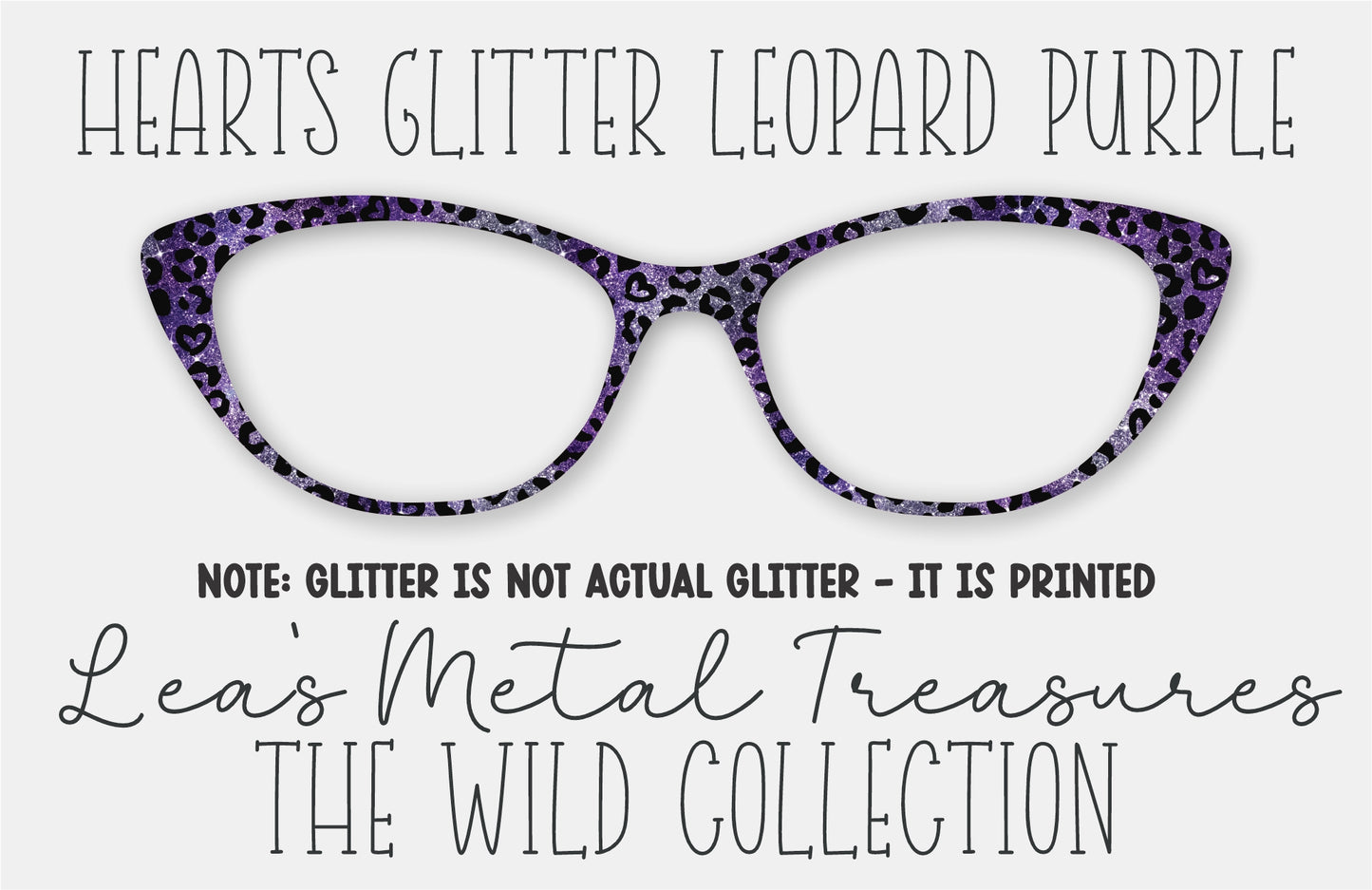 Hearts Glitter Leopard Purple Eyewear Frame Toppers