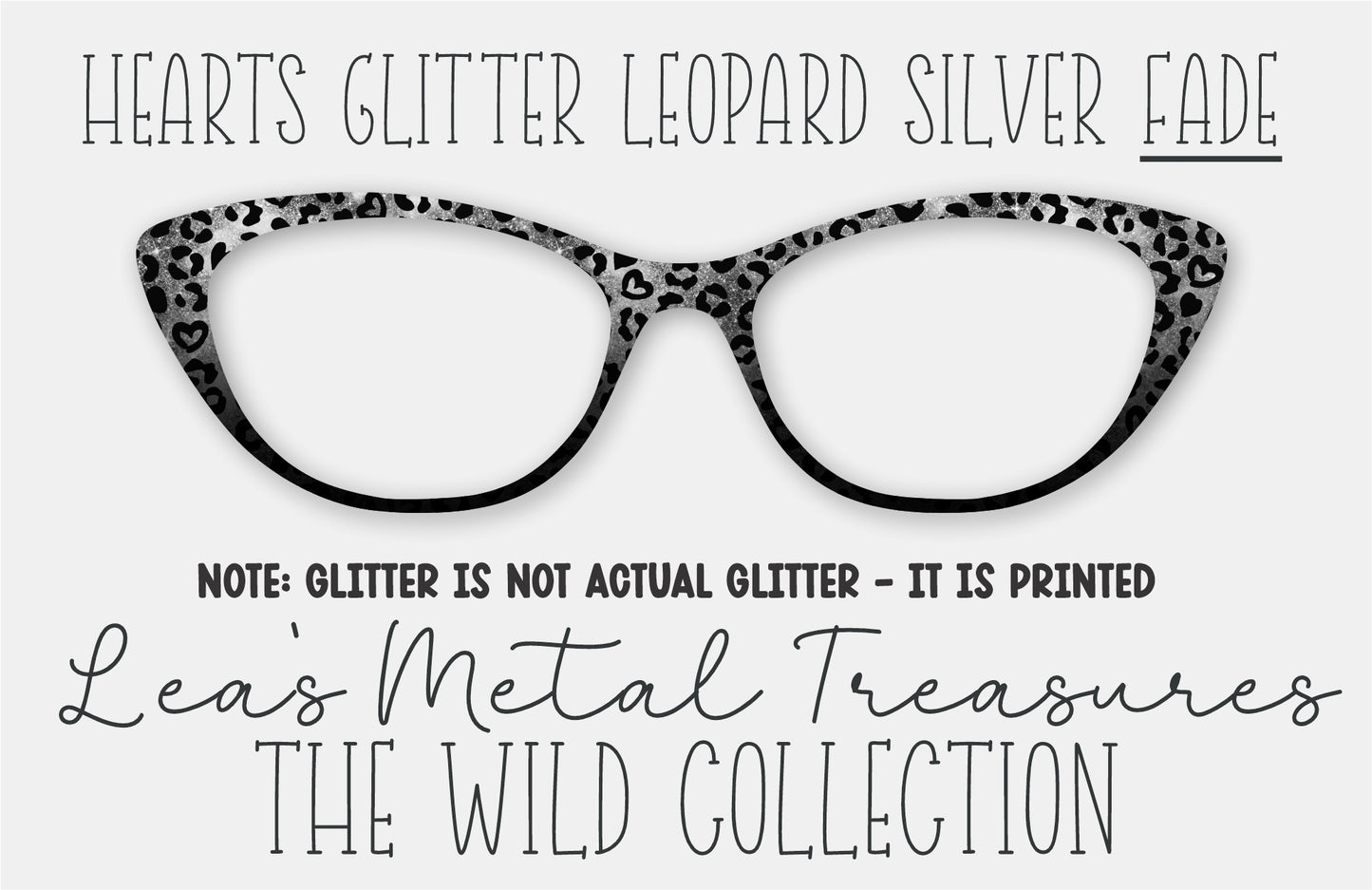 Hearts Glitter Leopard Silver Fade Eyewear Frame Toppers