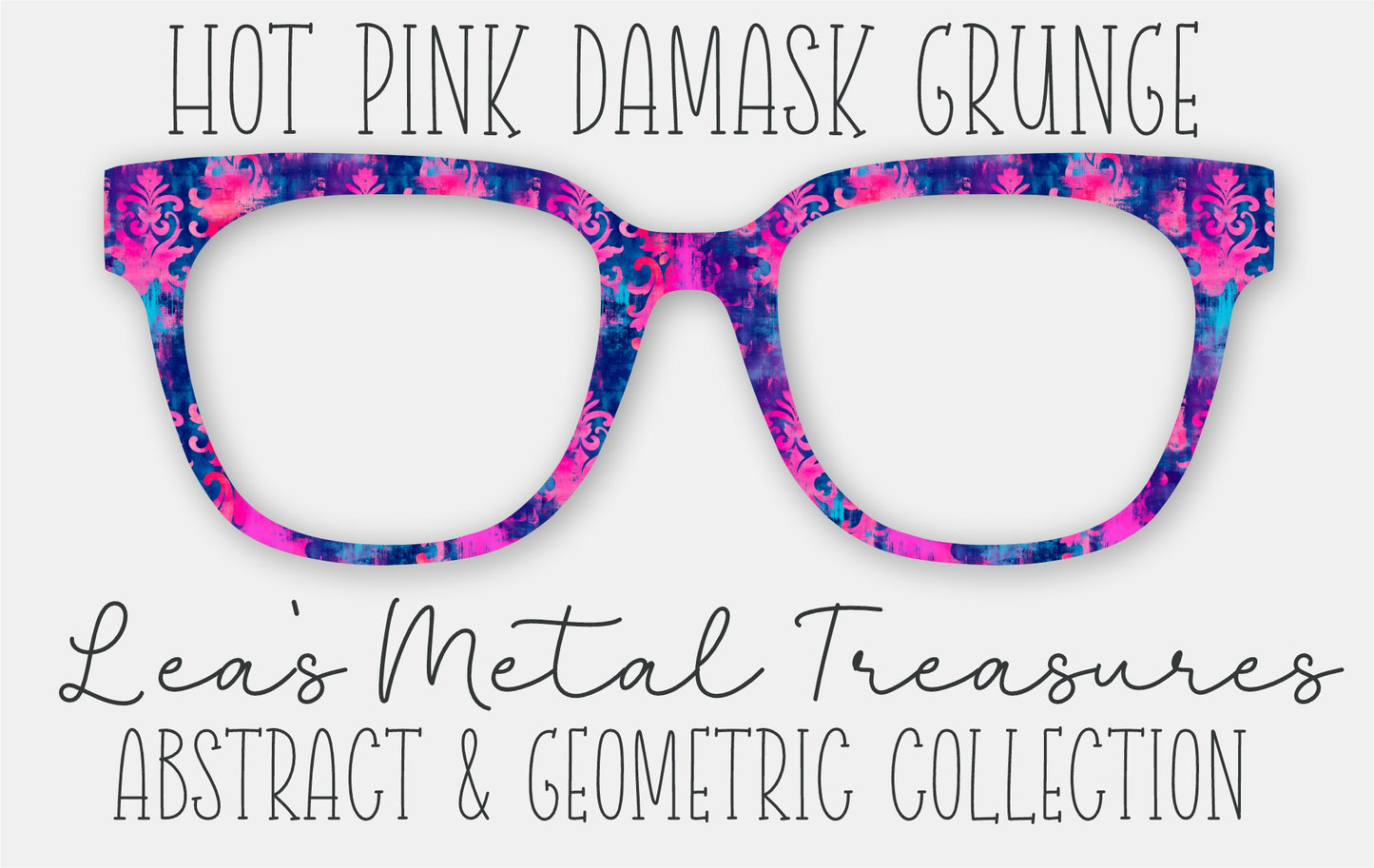 Hot Pink Damask Grunge Eyewear Frame Toppers