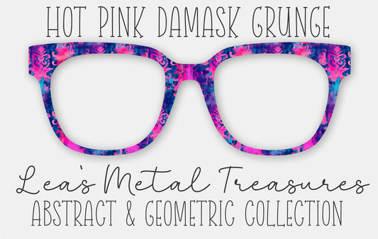 Hot Pink Damask Grunge Eyewear Frame Toppers